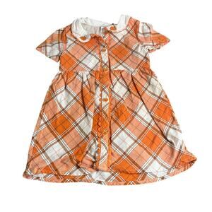 Gymboree orange pumpkin plaid collar short sleeve toddle dress SIZE 3T